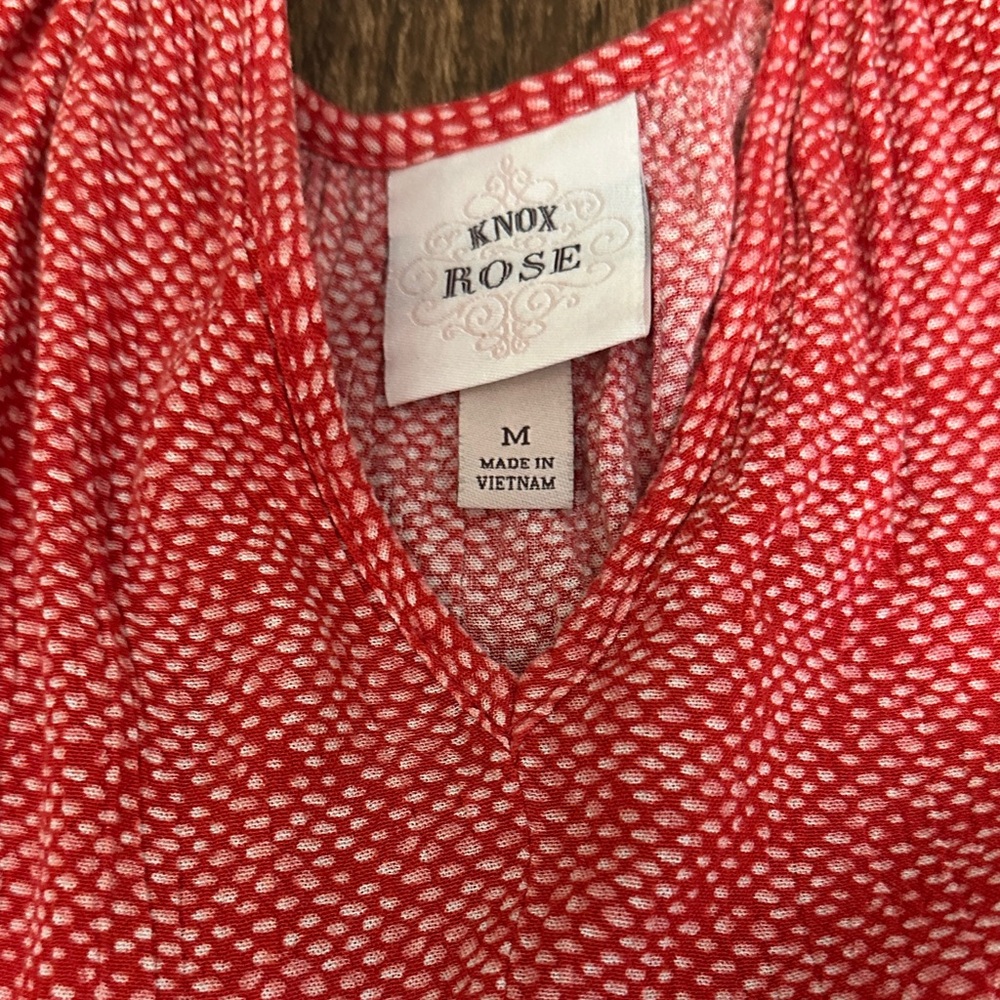 Red Patterned Short Sleeve Dress - Picture 2 of 4